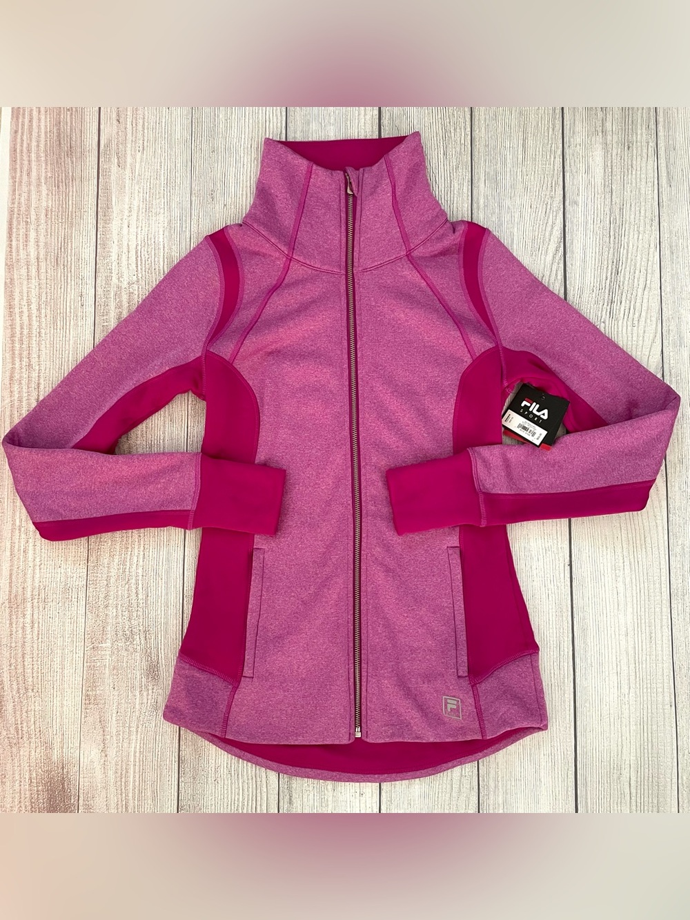 FILA Sport Women's Pink Full-Zip Performance Jacket with Pockets